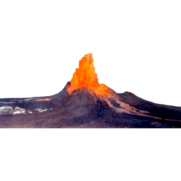 volcan en éruption